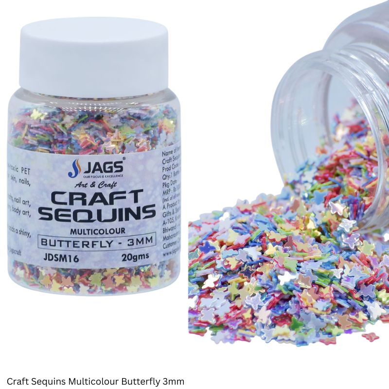 JAGS DIY Craft Sequins Multicolour 20gm Assorted Designs - Resin Art Craft Supplies