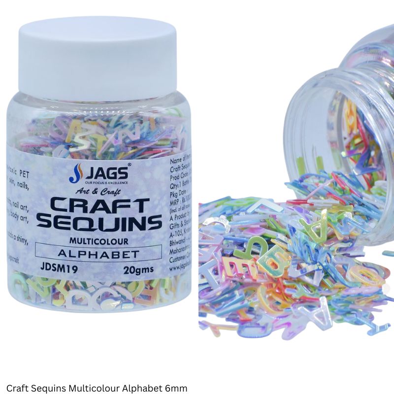 JAGS DIY Craft Sequins Multicolour 20gm Assorted Designs - Resin Art Craft Supplies