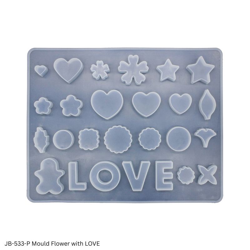 JAGS Silicone Mould JB-533-P Flower with LOVE Design - Resin Décor and Craft Mould