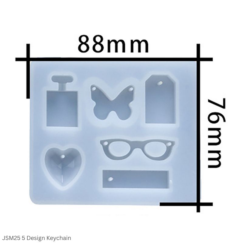 Jags Silicone Mould JSM25 – 5 Design Keychain Resin and Epoxy Mould