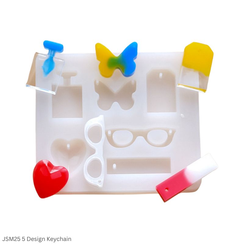 Jags Silicone Mould JSM25 – 5 Design Keychain Resin and Epoxy Mould