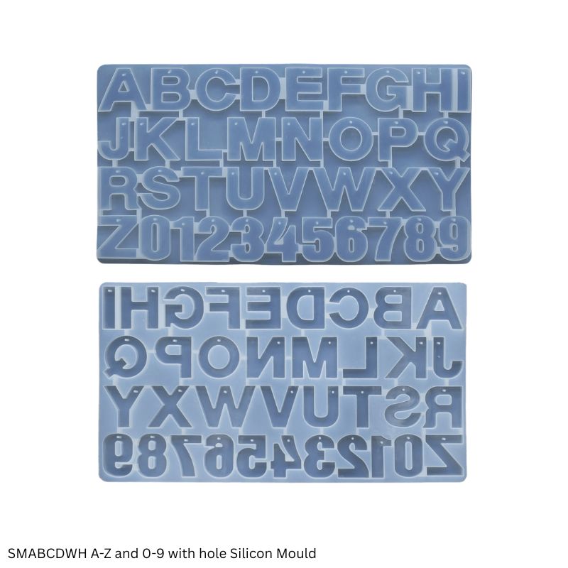 JAGS Silicone Mould SMABCDWH A-Z Alphabet & 0-9 Number with Hole - Resin Keychain Mould