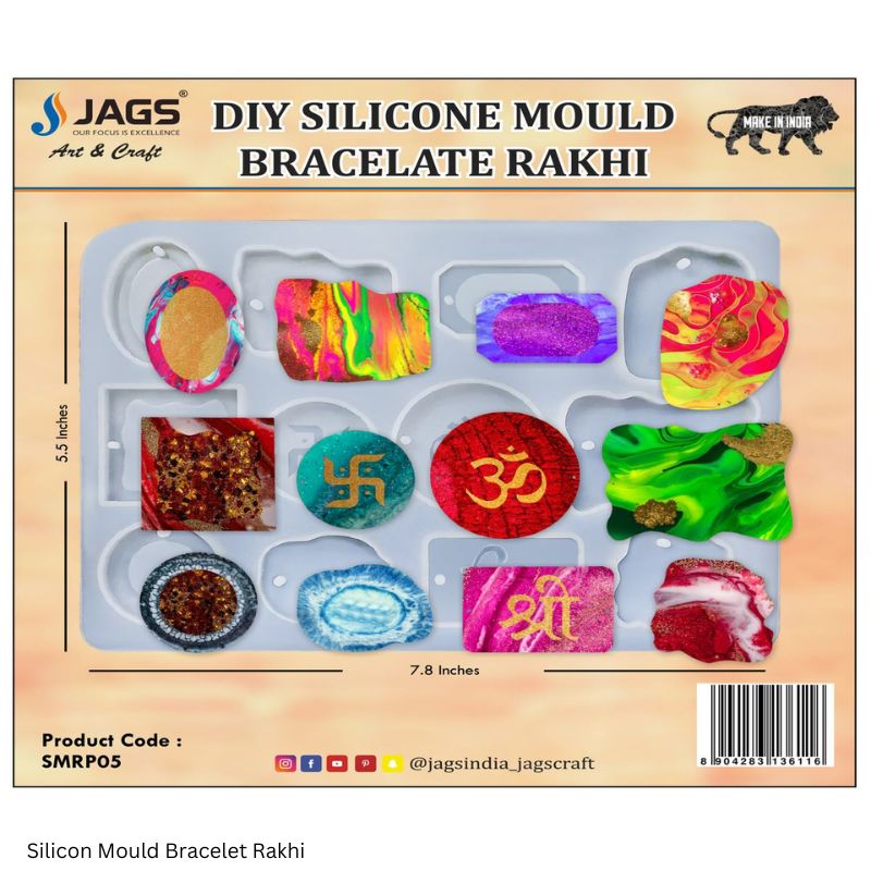 JAGS Silicone Mould SMRP05 Rakhi Bracelet Om Sri Swastik for Resin Art