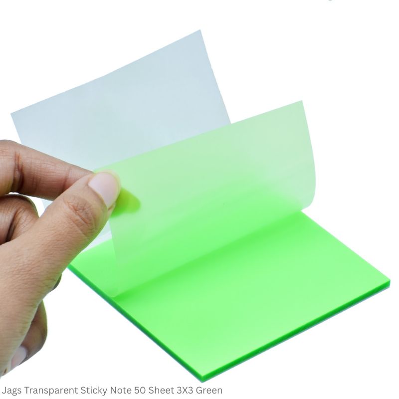 Jags Transparent Sticky notes Colors Green, Orange, Pink, Yellow and Transparent Size 3x3 Inch