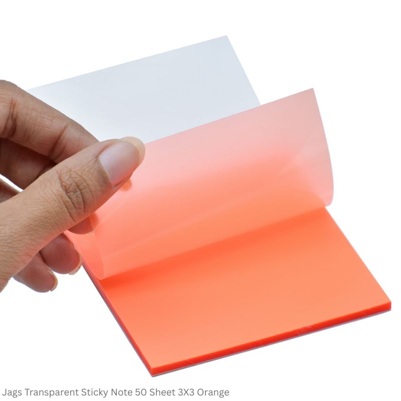 Jags Transparent Sticky notes Colors Green, Orange, Pink, Yellow and Transparent Size 3x3 Inch