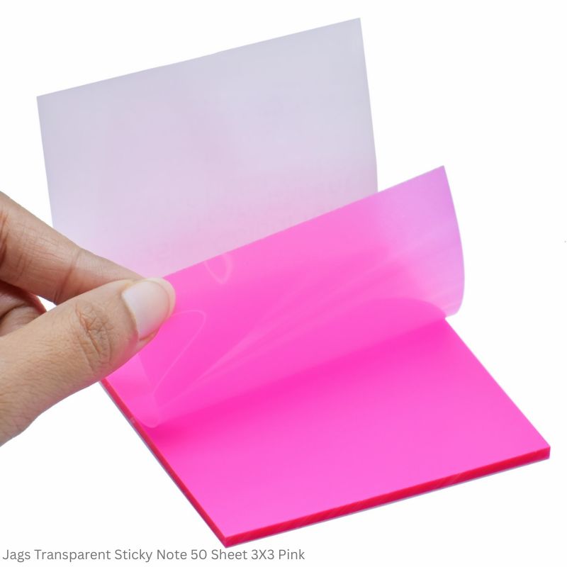 Jags Transparent Sticky notes Colors Green, Orange, Pink, Yellow and Transparent Size 3x3 Inch