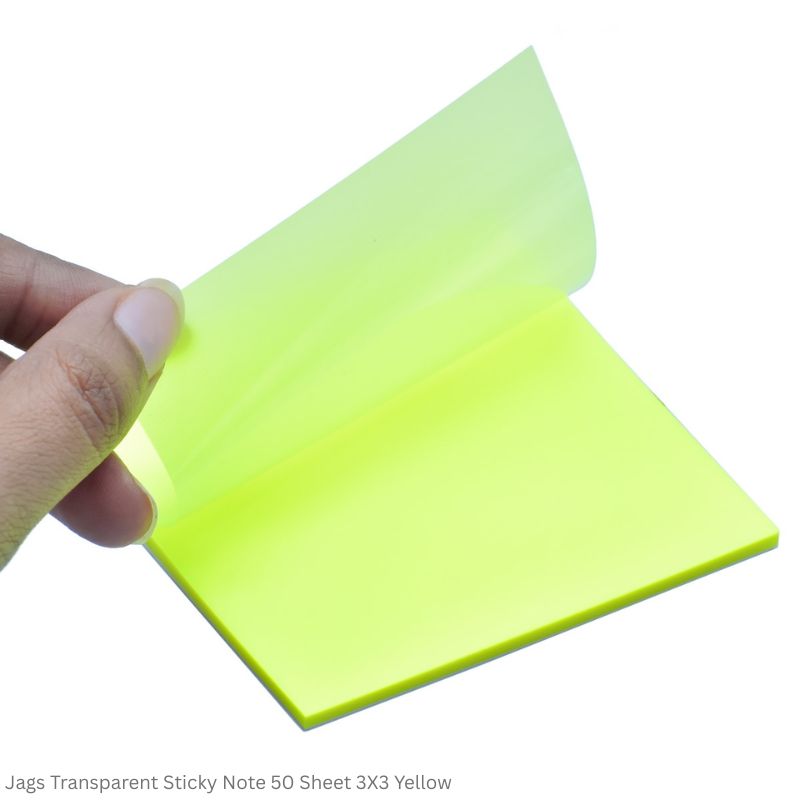 Jags Transparent Sticky notes Colors Green, Orange, Pink, Yellow and Transparent Size 3x3 Inch