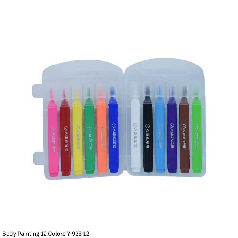 HOWAKI Y-923-12 Body Painting Set – 12 Colours with Brush Tips