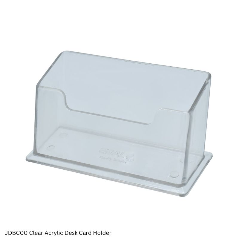 JAGS Clear Acrylic Desk Card Holder - Transparent Business Card Display Stand