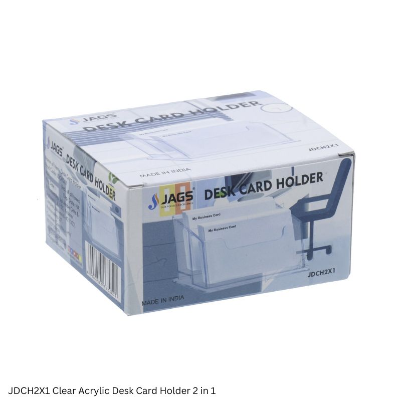 JAGS Clear Acrylic Desk Card Holder 2-in-1 JDCH2X1 - Visiting & Business Card Stand