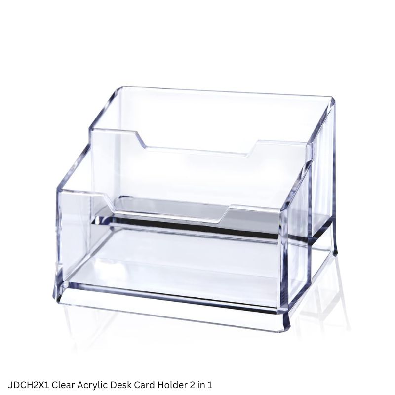 JAGS Clear Acrylic Desk Card Holder 2-in-1 JDCH2X1 - Visiting & Business Card Stand