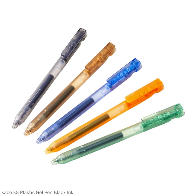 Kaco K8 Plastic Gel Ink Pen Assorted Body Color Pack of 5 Black Ink