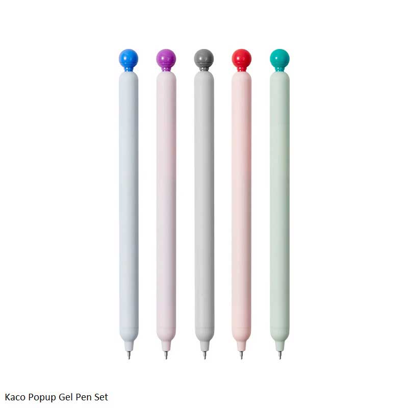 Kaco Popup Gel Pen 5 Assorted Body Color Ink Black