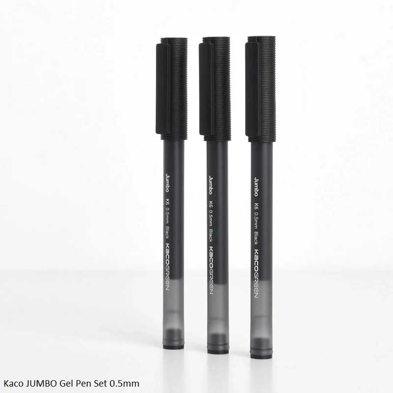 Kaco K6 Jumbo Plastic Gel Pen 0.5mm Pack of 3 Black Ink