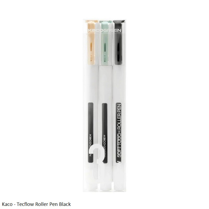 Kaco Techflow Roller Ball Pen Pack of 3 in Black and Blue Ink