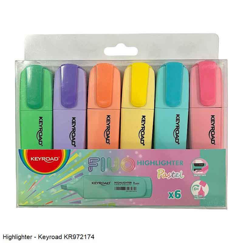 Keyroad Pastel Highlighter Pack of 6 Assorted colours