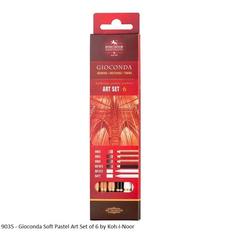 Koh-I-Noor Gioconda 9035 Soft Pastel Pencil Drawing Art Set – 6-Piece Set in Cardboard Box