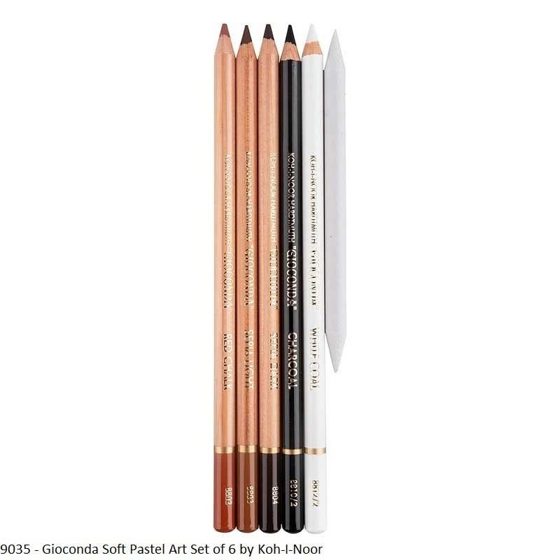 Koh-I-Noor Gioconda 9035 Soft Pastel Pencil Drawing Art Set – 6-Piece Set in Cardboard Box