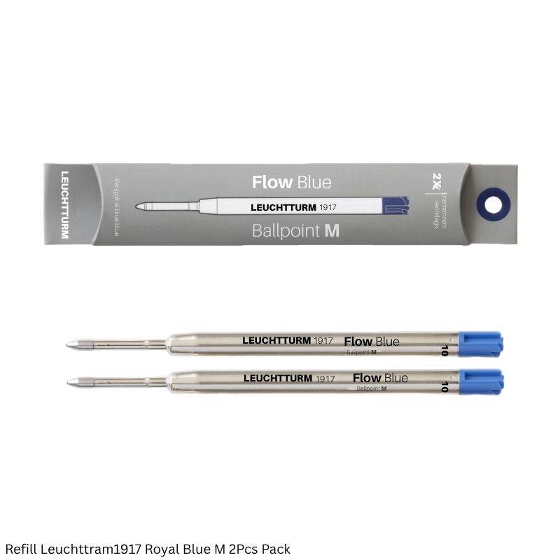 Leuchtturm1917 Refill Ballpoint Pen – Royal Blue Ink, Medium Point – Pack of 2
