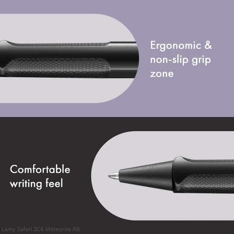 LAMY Safari 3C6 Meteorite Rollerball Pen Medium Point Ink Black