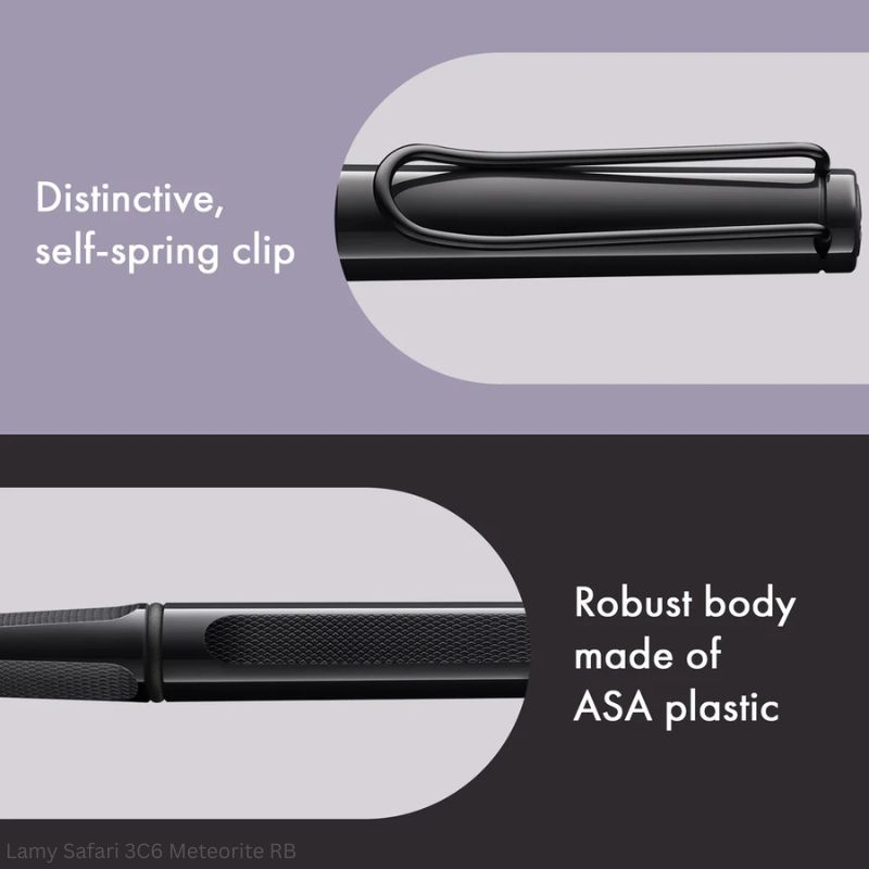 LAMY Safari 3C6 Meteorite Rollerball Pen Medium Point Ink Black