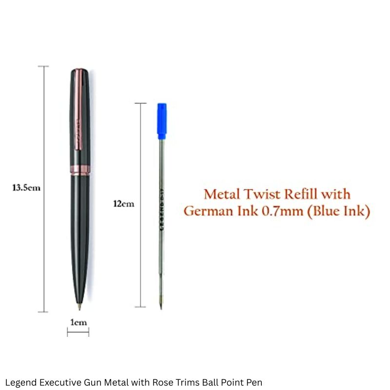 Legend Executive Ball Point Pen - Black, Chrome and Gunmetal - Premium Metal Pen