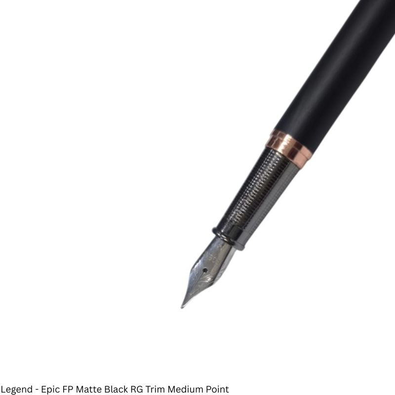 Legend Epic Premium Fountain Pen – Full Rose Gold & Matte Black with Rose Gold Trim, SS Medium Nib