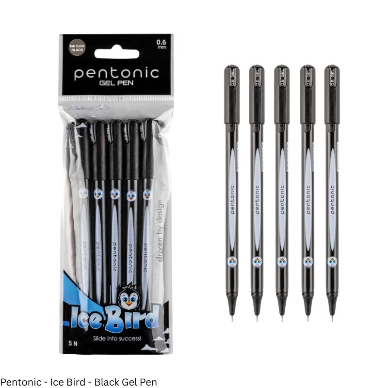Pentonic Squad Series Gel Pen – 0.6mm Point, Black & Blue Ink, 5 Assorted Prints
