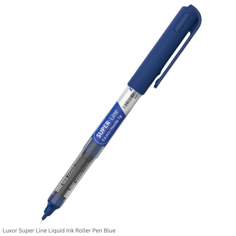 Luxor Super Line Liquid Ink Roller Pen – 0.6mm Needle Tip in Black, Blue, Red and Green Ink Colors