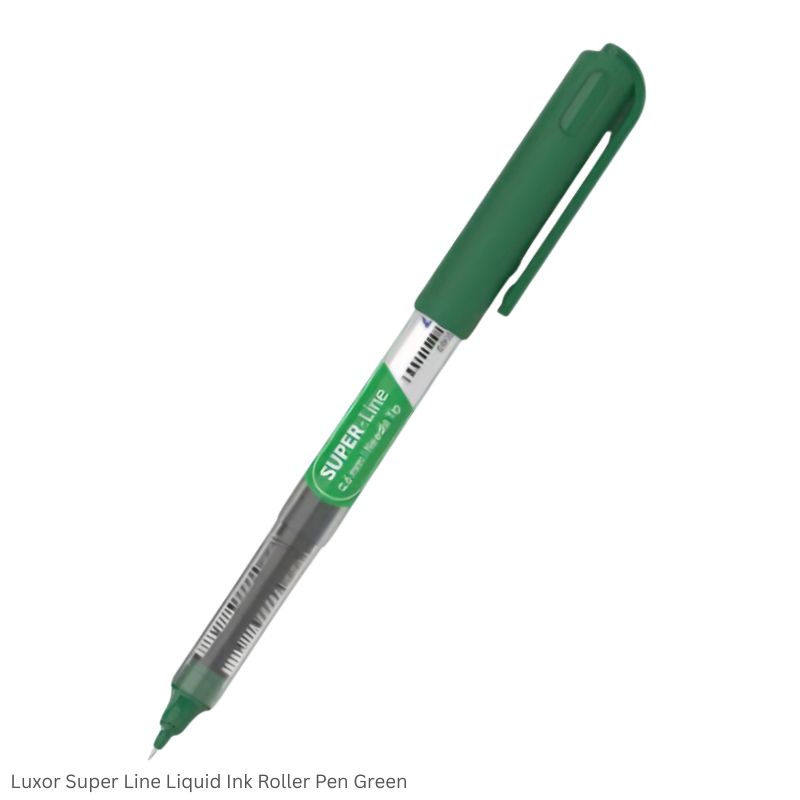 Luxor Super Line Liquid Ink Roller Pen – 0.6mm Needle Tip in Black, Blue, Red and Green Ink Colors