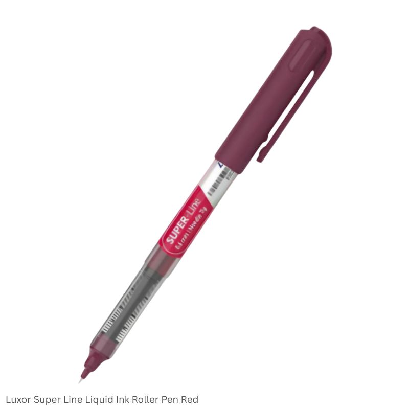 Luxor Super Line Liquid Ink Roller Pen – 0.6mm Needle Tip in Black, Blue, Red and Green Ink Colors