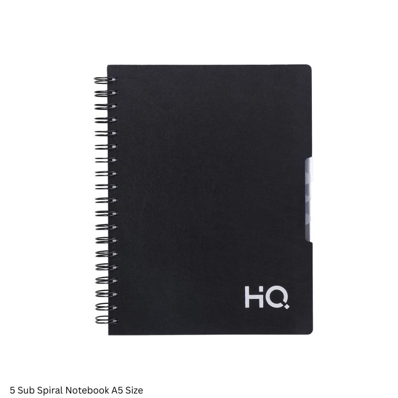 HQ Five Subject Spiral Wiro Bound Notebook 300 Pages Single Line