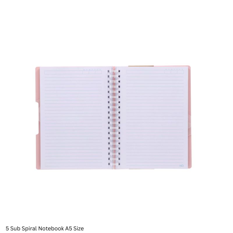HQ Five Subject Spiral Wiro Bound Notebook 300 Pages Single Line