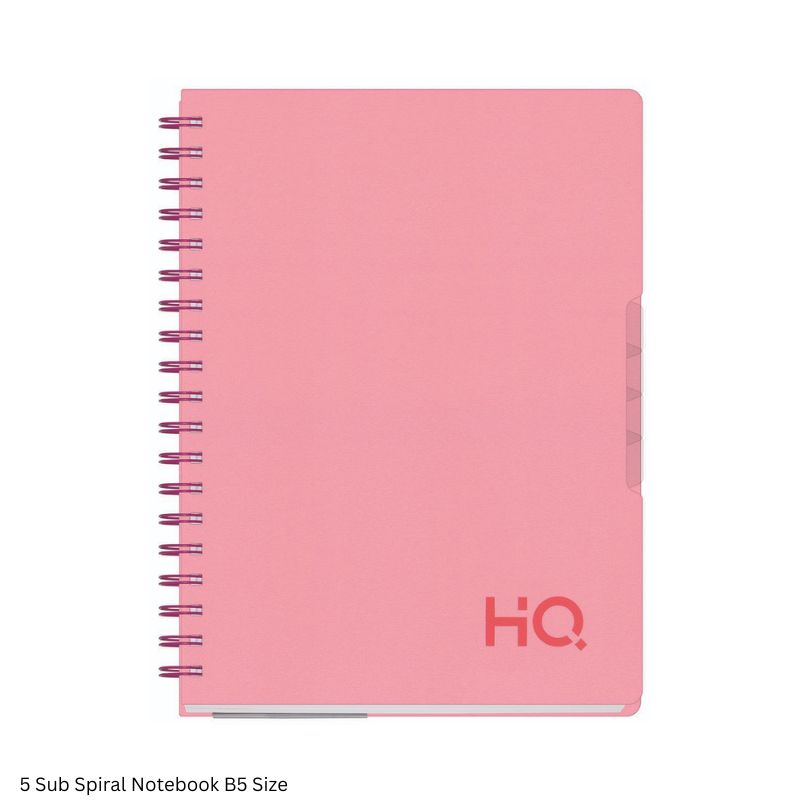 HQ Five Subject Spiral Wiro Bound Notebook 300 Pages Single Line