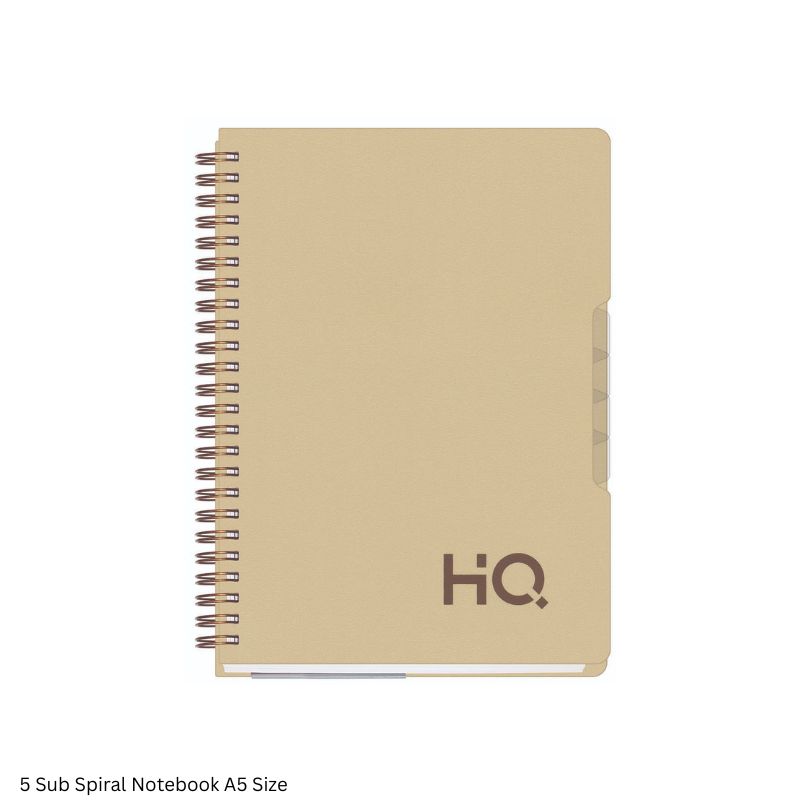 HQ Five Subject Spiral Wiro Bound Notebook 300 Pages Single Line