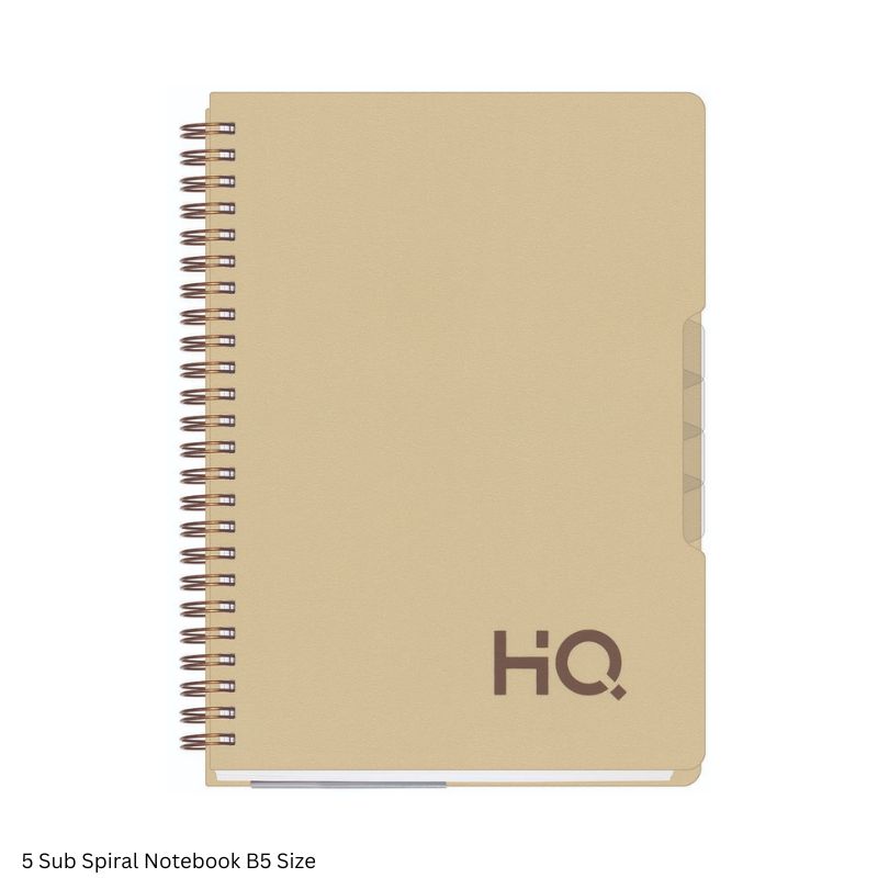 HQ Five Subject Spiral Wiro Bound Notebook 300 Pages Single Line