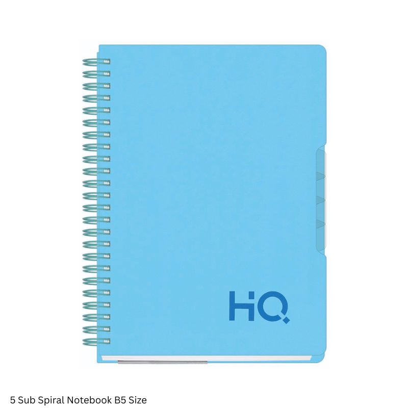 HQ Five Subject Spiral Wiro Bound Notebook 300 Pages Single Line