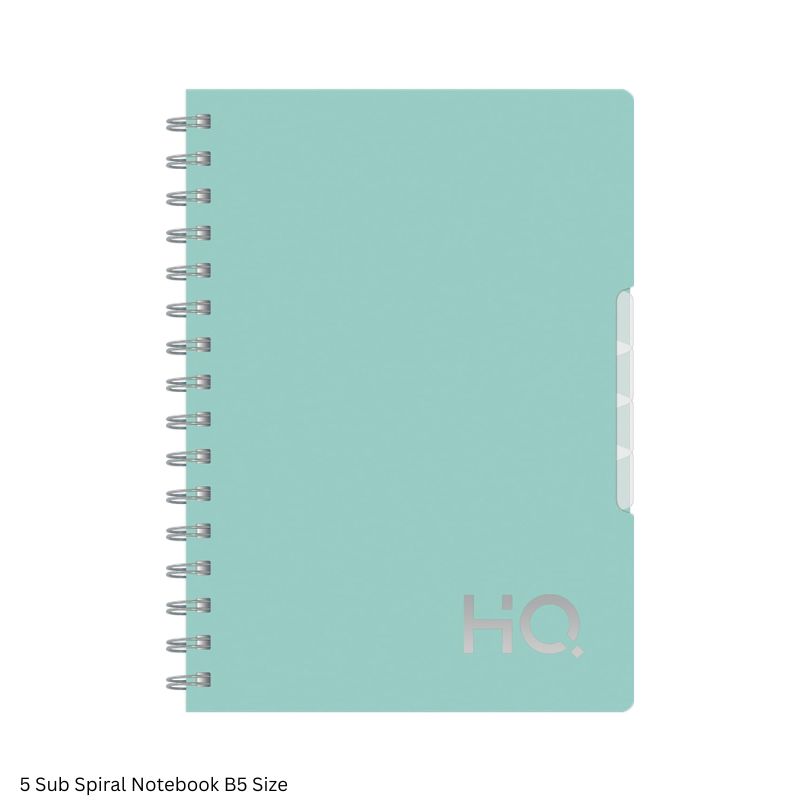 HQ Five Subject Spiral Wiro Bound Notebook 300 Pages Single Line