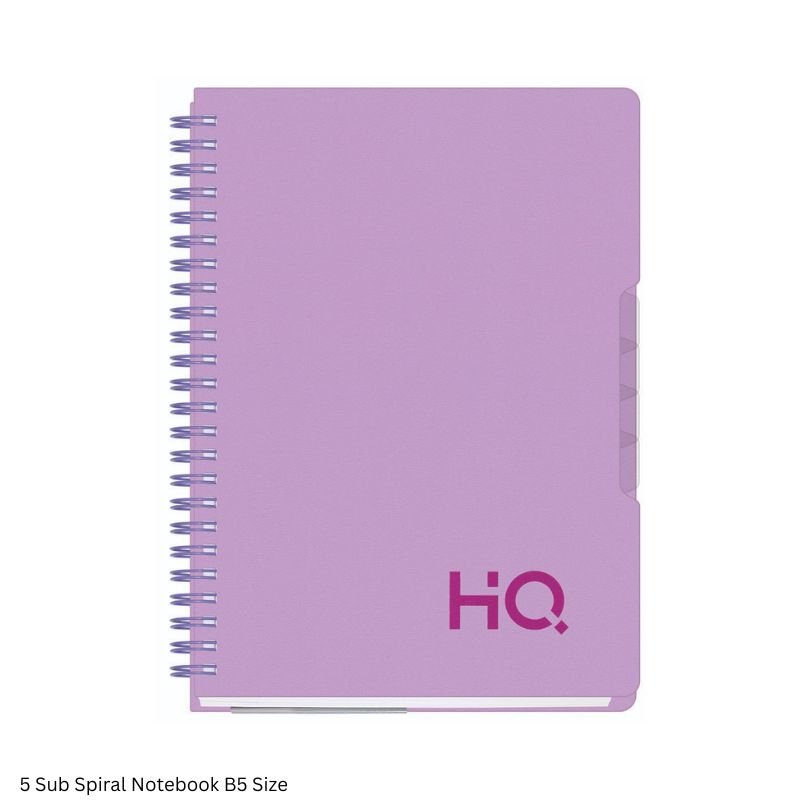 HQ Five Subject Spiral Wiro Bound Notebook 300 Pages Single Line