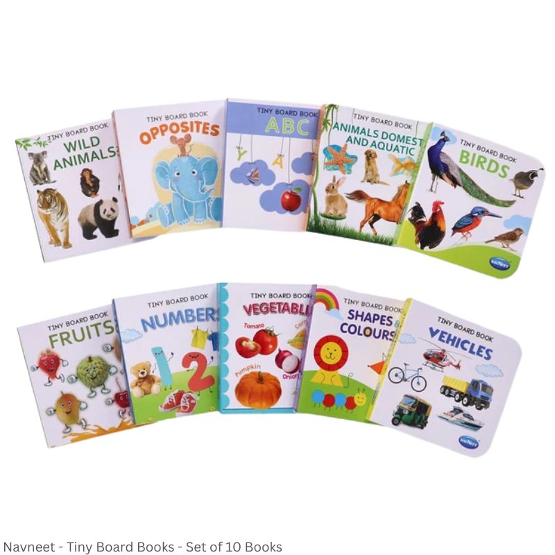 Navneet Fun to Learn Tiny Picture Board Book – 10 Books Set | Colourful Early Learning Books for Kids