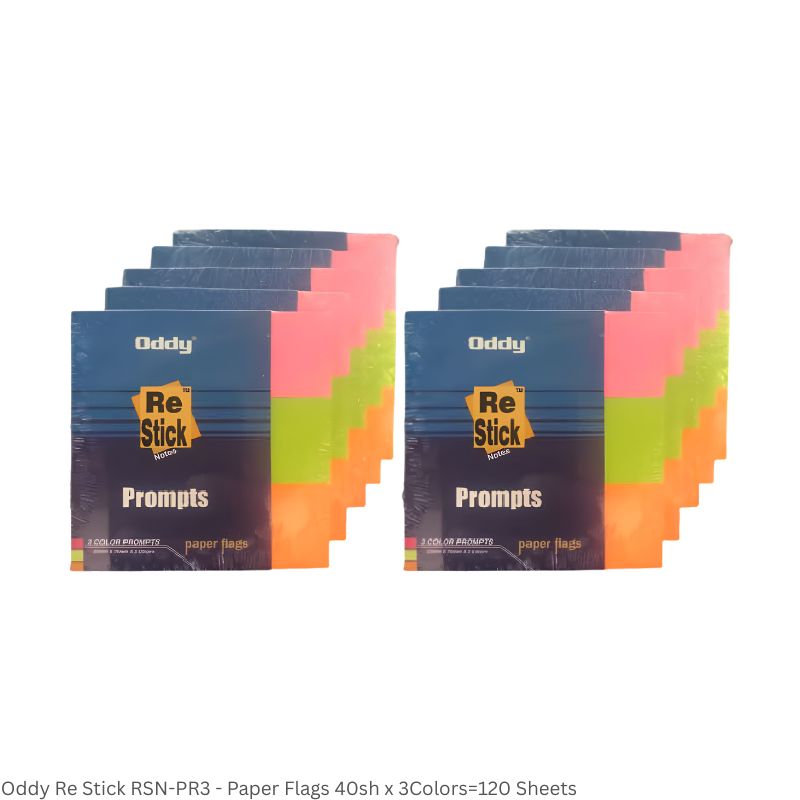 Oddy Re-Stick Prompts RSN-PR3 – 1 x 3 Inch, 3 Colours, 120 Sheets per Pad