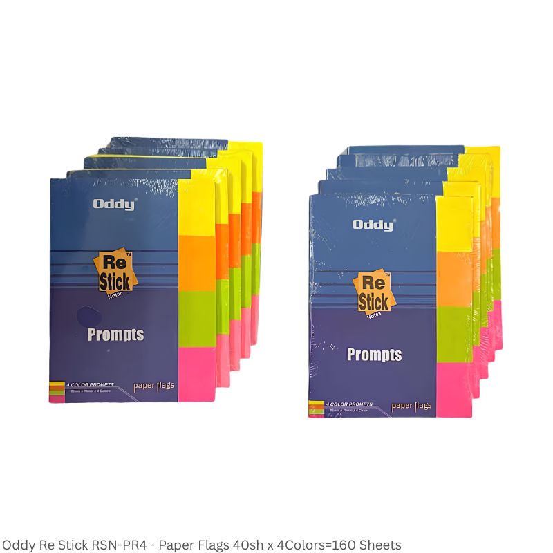 Oddy Re-Stick Prompts RSN-PR4 – 1 x 3 Inch, 4 Colours, 160 Sheets per Pad
