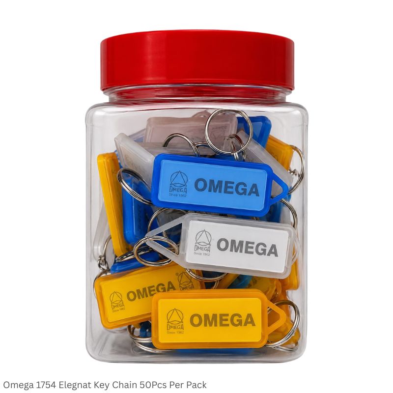 Omega 1754 Elegant Keychain with Removable Label - 50Pcs Pack