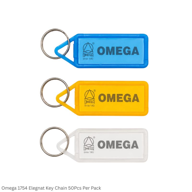 Omega 1754 Elegant Keychain with Removable Label - 50Pcs Pack