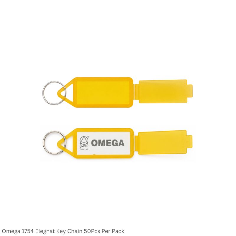 Omega 1754 Elegant Keychain with Removable Label - 50Pcs Pack