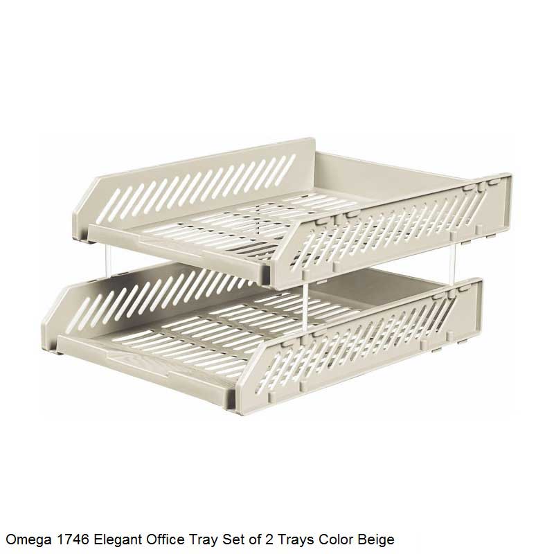Omega Office Tray 1746 Elegant Set of 2 Trays with 4 Plastic Riser