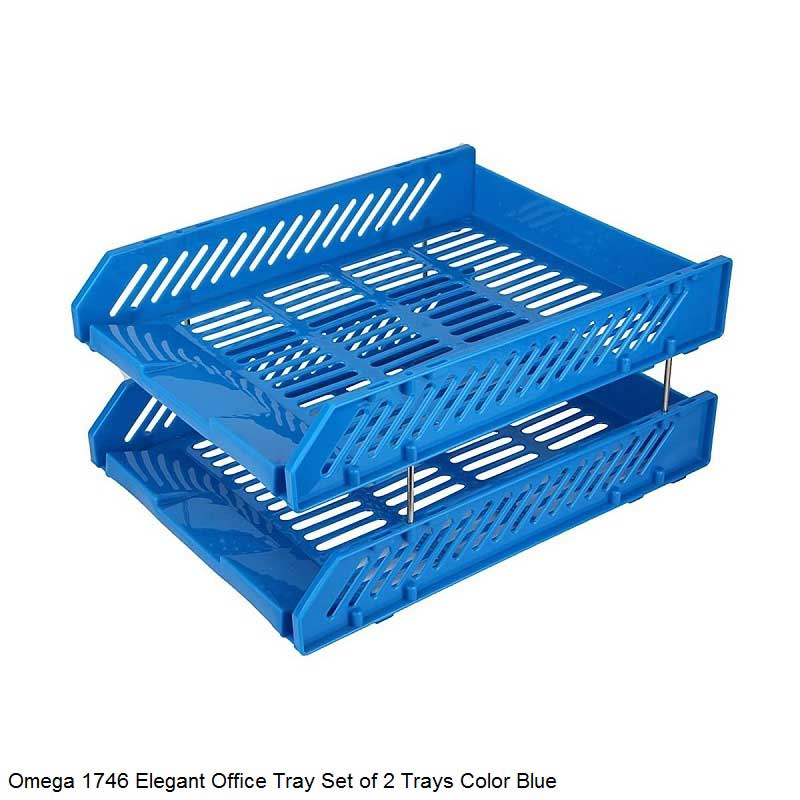 Omega Office Tray 1746 Elegant Set of 2 Trays with 4 Plastic Riser