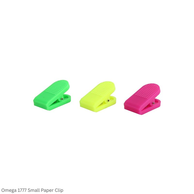 Omega Paper Clip 1777 Small 18x36mm – Assorted Colors | Durable Plastic Paper Clip with Hanging Hole