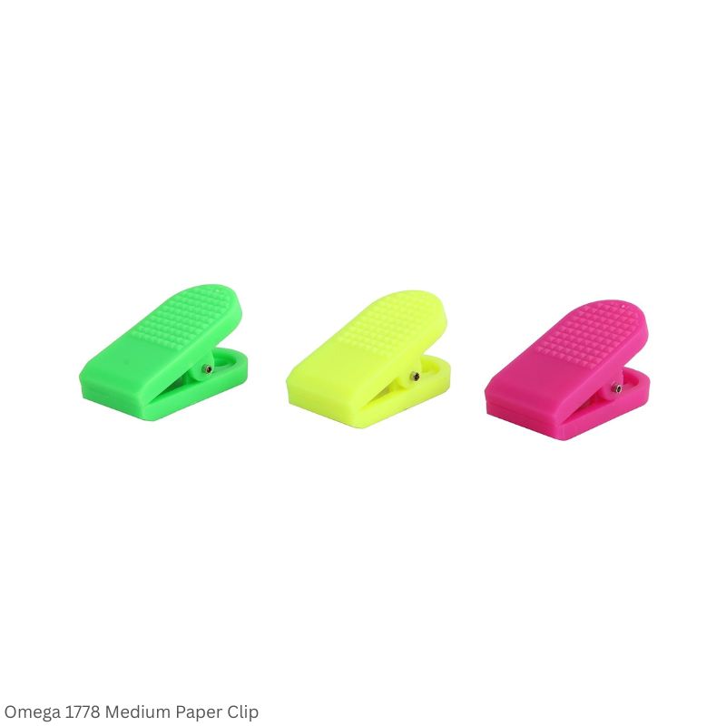 Omega Paper Clip 1778 Medium 28x57mm – Assorted Colors | Durable Plastic Paper Clip with Hanging Hole