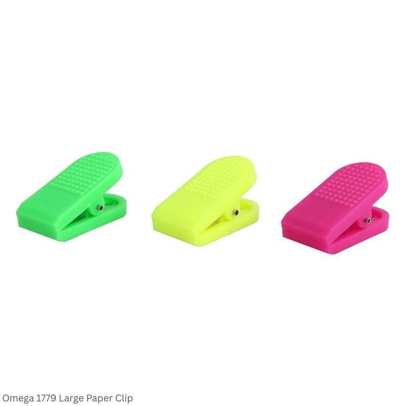 Omega Paper Clip 1779 Large 37x57mm – Assorted Colors | Durable Plastic Paper Clip with Hanging Hole